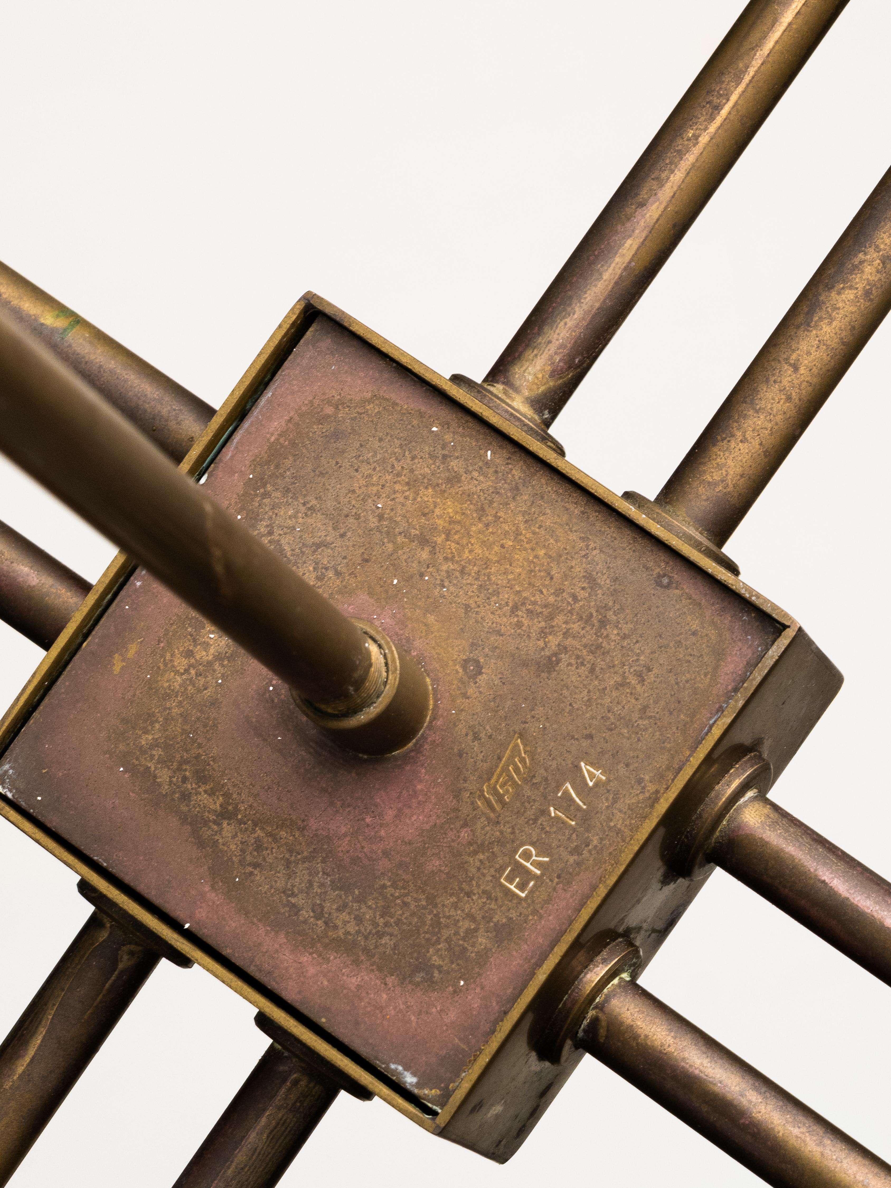 Araña de latón y cristal Model ER 174 de Itsu, Finlandia, años 50 en venta 6