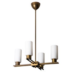 Brass 
Glass Chandelier Model ER 174 by Itsu, Finland, 1950s