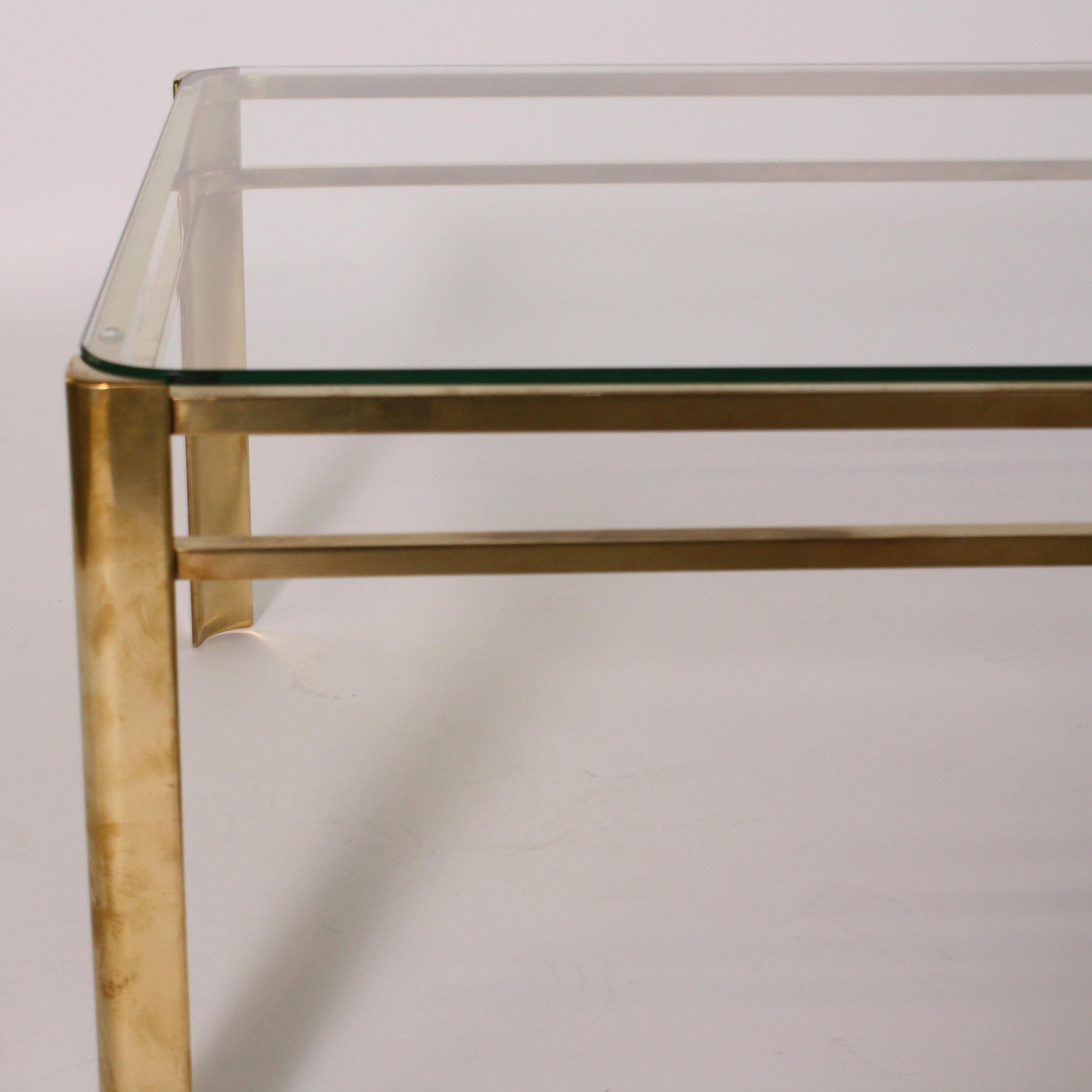 Brass & Glass Coffee Table by Jacques Quinet, circa 1960 In Good Condition In Dallas, TX