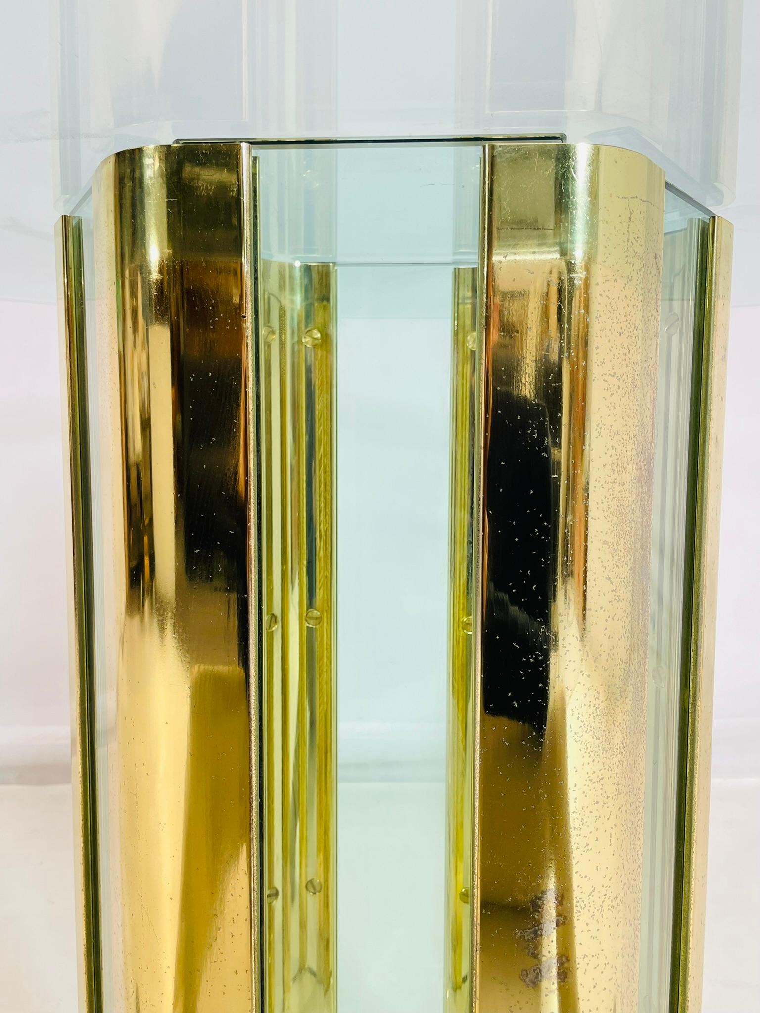 Leon Rosen for Pace Collection Glass and Brass Hexagonal Dining or Center Table For Sale 4