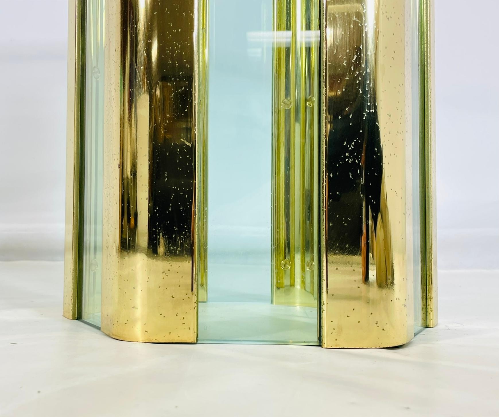 Leon Rosen for Pace Collection Glass and Brass Hexagonal Dining or Center Table For Sale 5