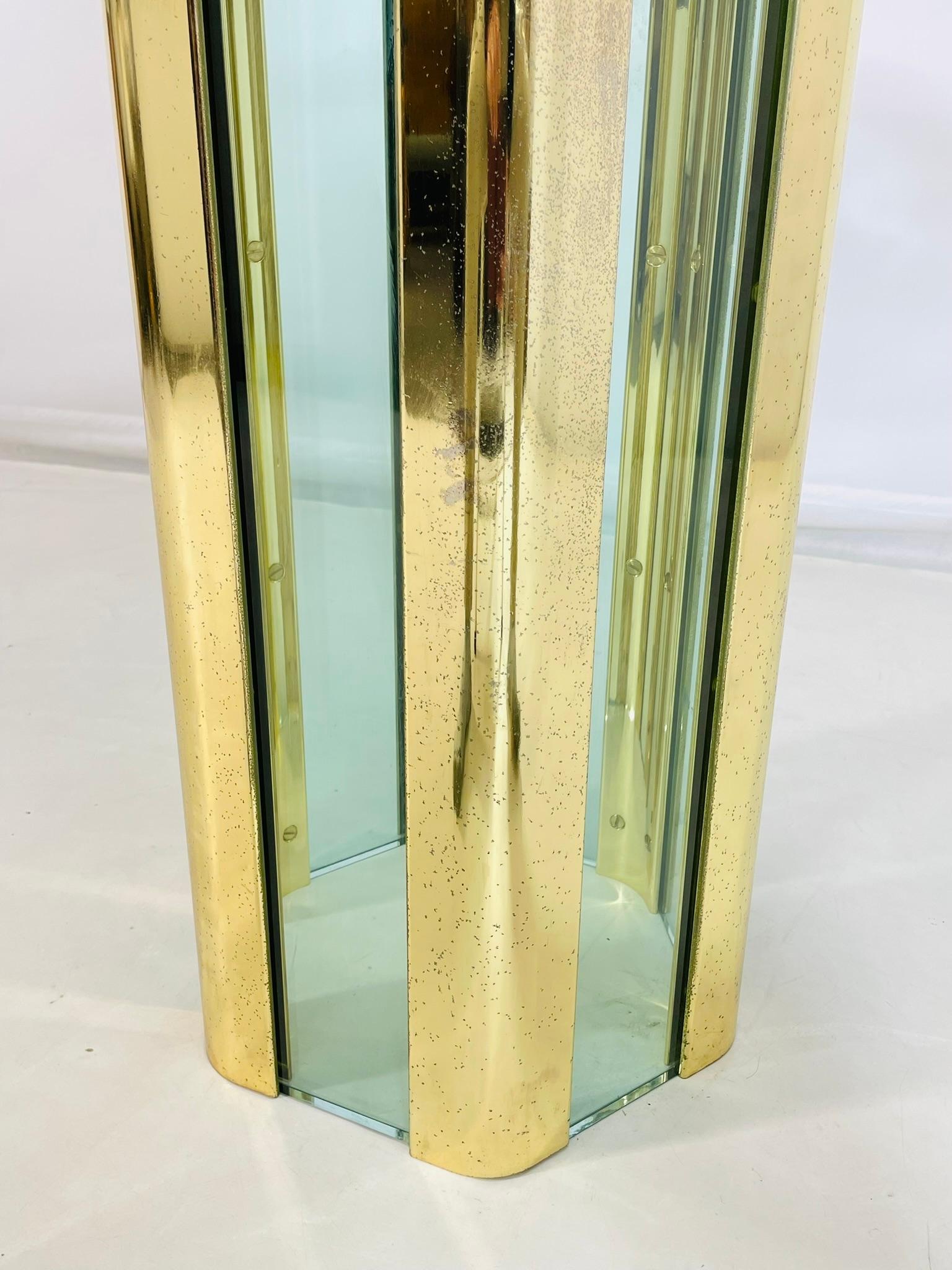 Leon Rosen for Pace Collection Glass and Brass Hexagonal Dining or Center Table For Sale 6