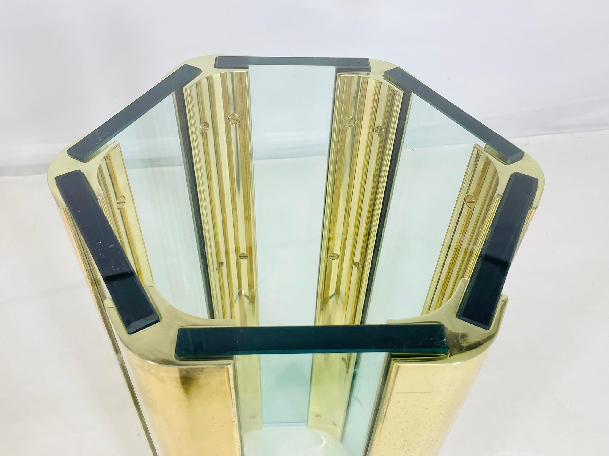 Leon Rosen for Pace Collection Glass and Brass Hexagonal Dining or Center Table For Sale 7