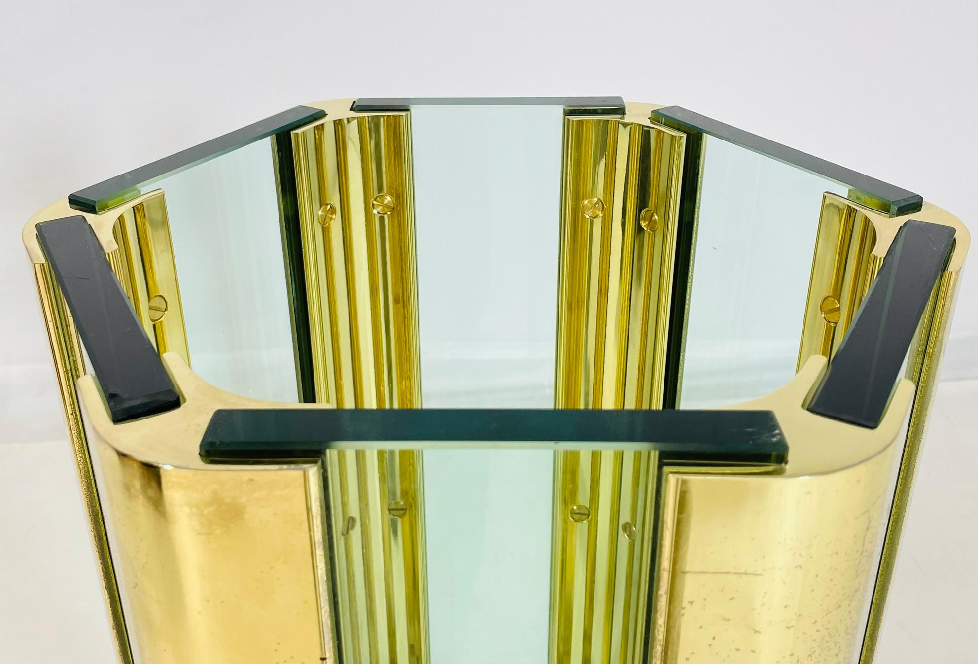 Leon Rosen for Pace Collection Glass and Brass Hexagonal Dining or Center Table For Sale 8