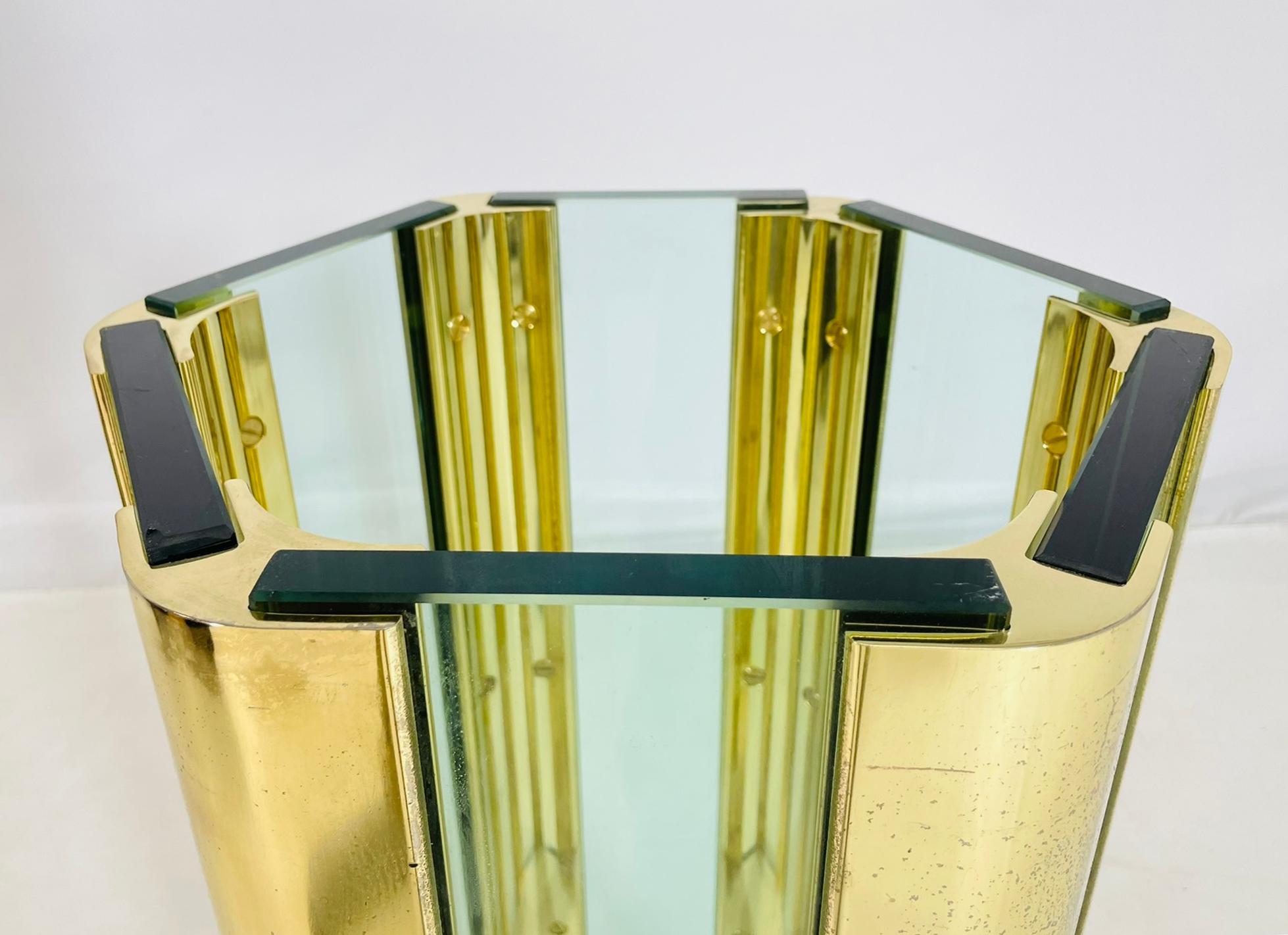Leon Rosen for Pace Collection Glass and Brass Hexagonal Dining or Center Table For Sale 9