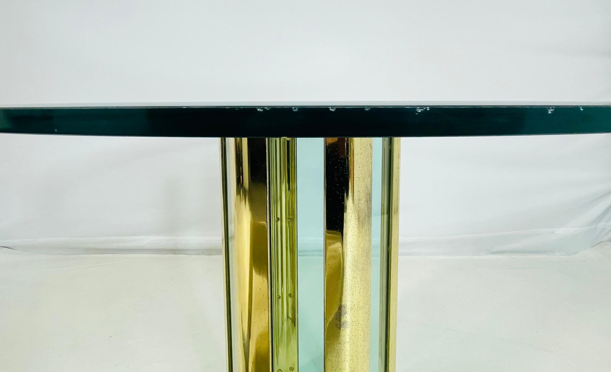 Leon Rosen for Pace Collection Glass and Brass Hexagonal Dining or Center Table For Sale 10