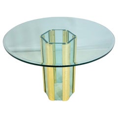 Leon Rosen for Pace Collection Glass and Brass Hexagonal Dining or Center Table
