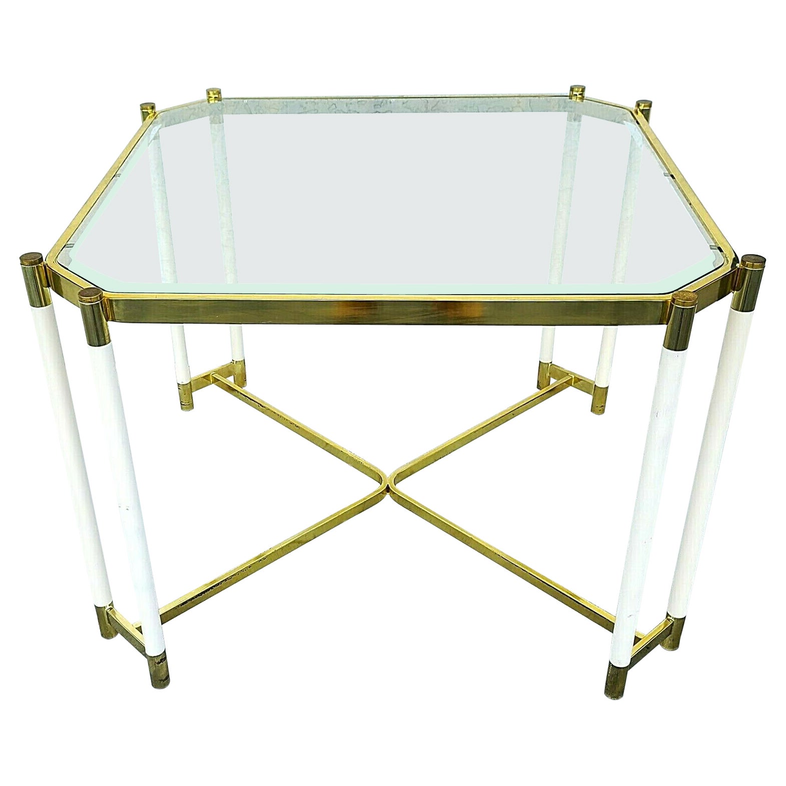 Brass Glass Dining Game Table by Design Institute of America