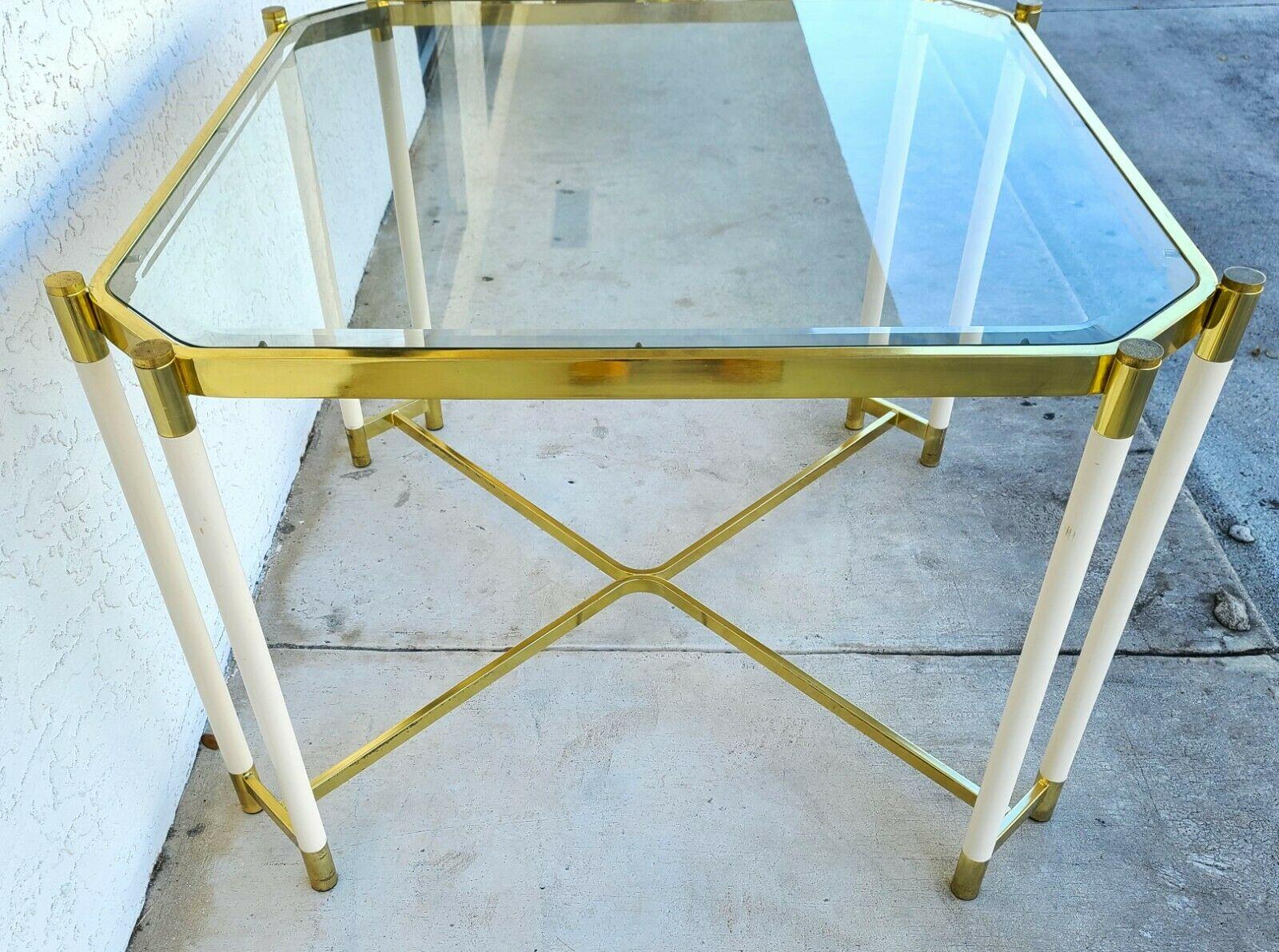 Mid-Century Modern Brass Glass Dining Game Table by Design Institute of America