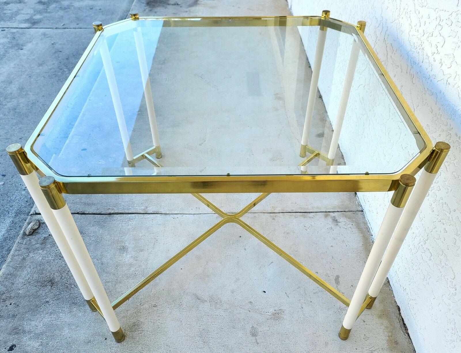 Brass Glass Dining Game Table by Design Institute of America In Good Condition In Lake Worth, FL