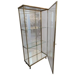 Vintage Brass and Glass Display Cabinet 1940s, France