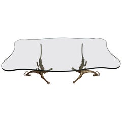 Brass and Glass Dragon Coffee Table