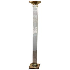 Brass and Glass Floor Torchiere Lamp by Fontana Arte