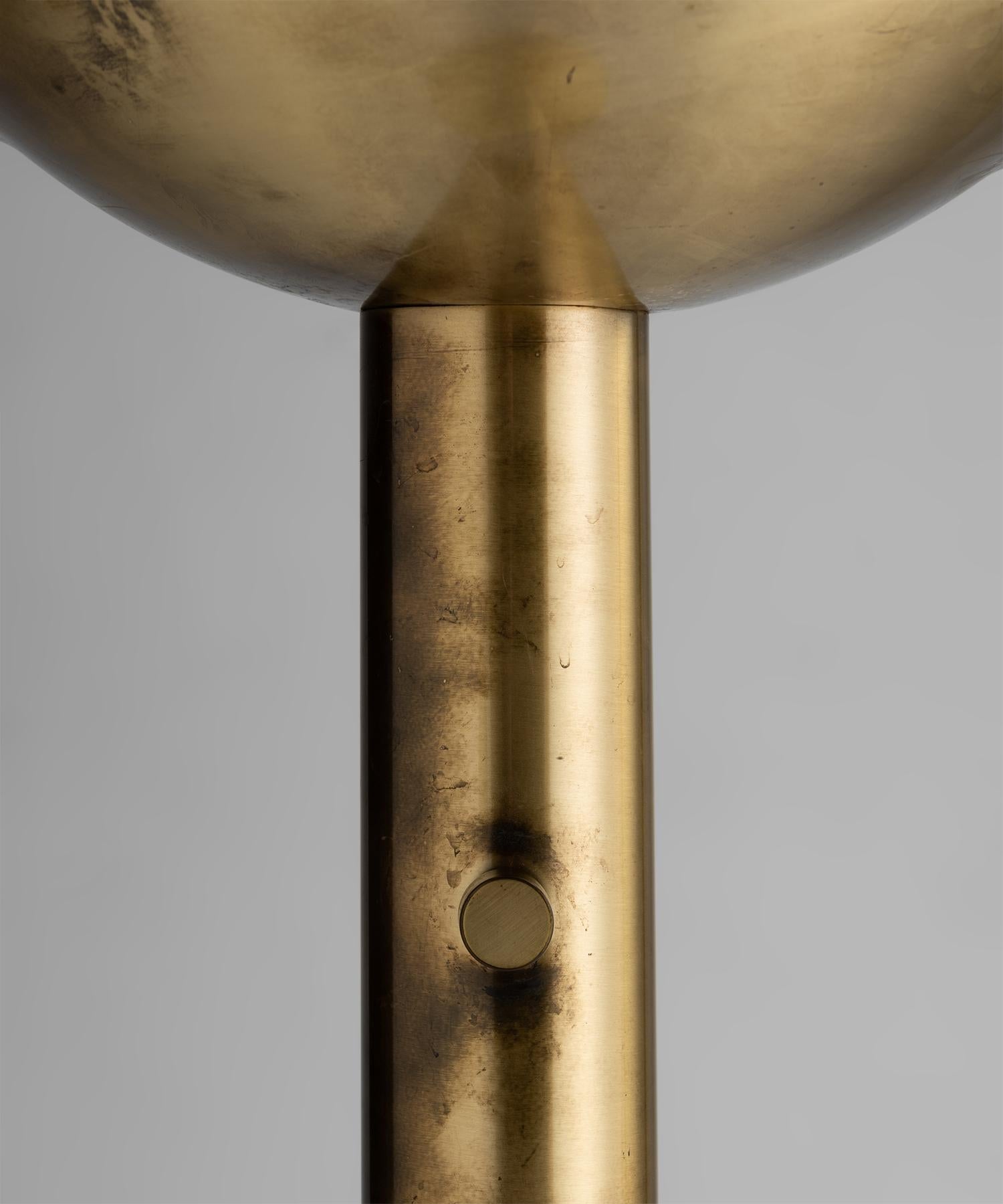 Italian Brass and Glass Globe Floor Lamp