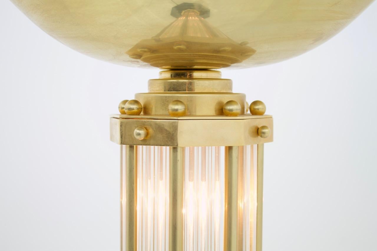 Brass and Glass Halogen Floor Lamp, Torchiere, France, 1980s In Good Condition For Sale In Frankfurt / Dreieich, DE