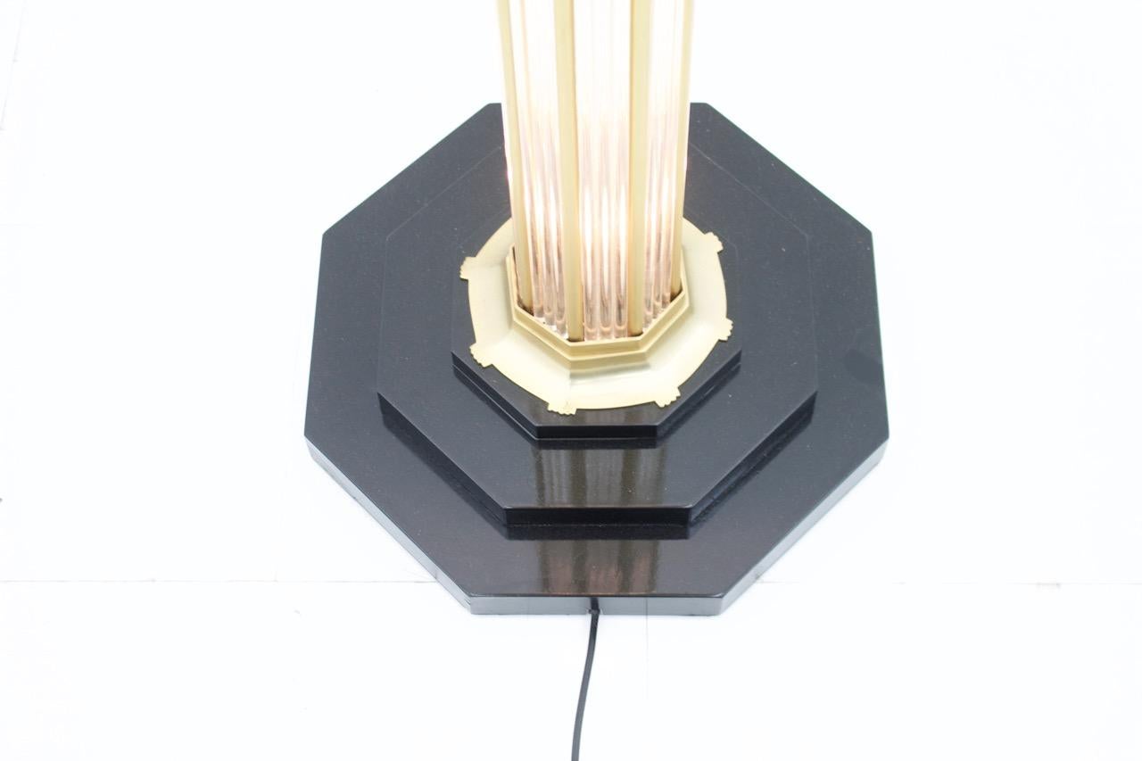 Brass and Glass Halogen Floor Lamp, Torchiere, France, 1980s For Sale 2