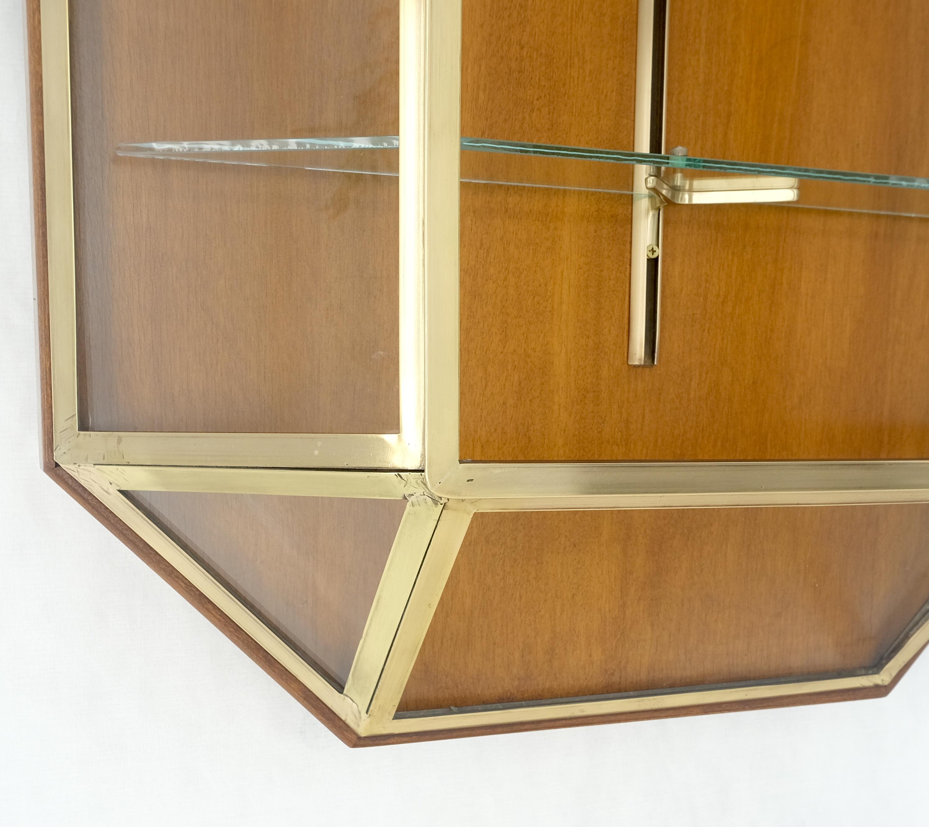 20th Century Brass Glass Hanging Single Door Wall 