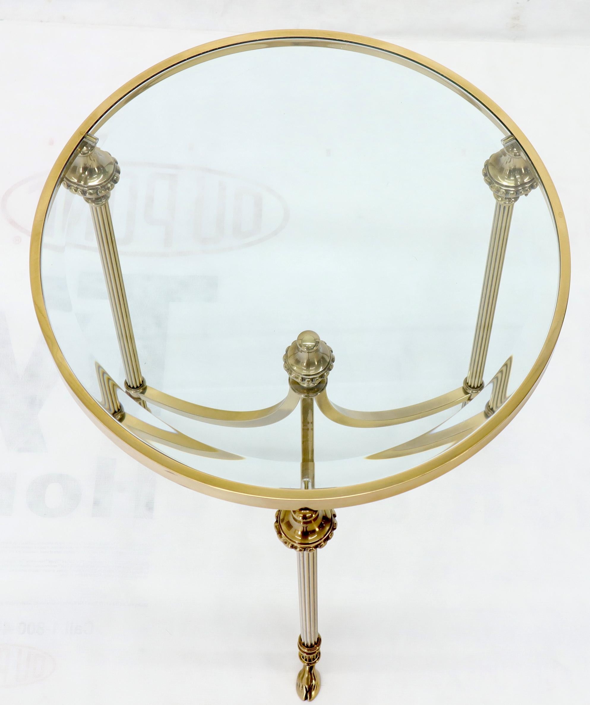 Italian Brass & Glass hoof Feet Gueridon Side Lamp Table Pedestal