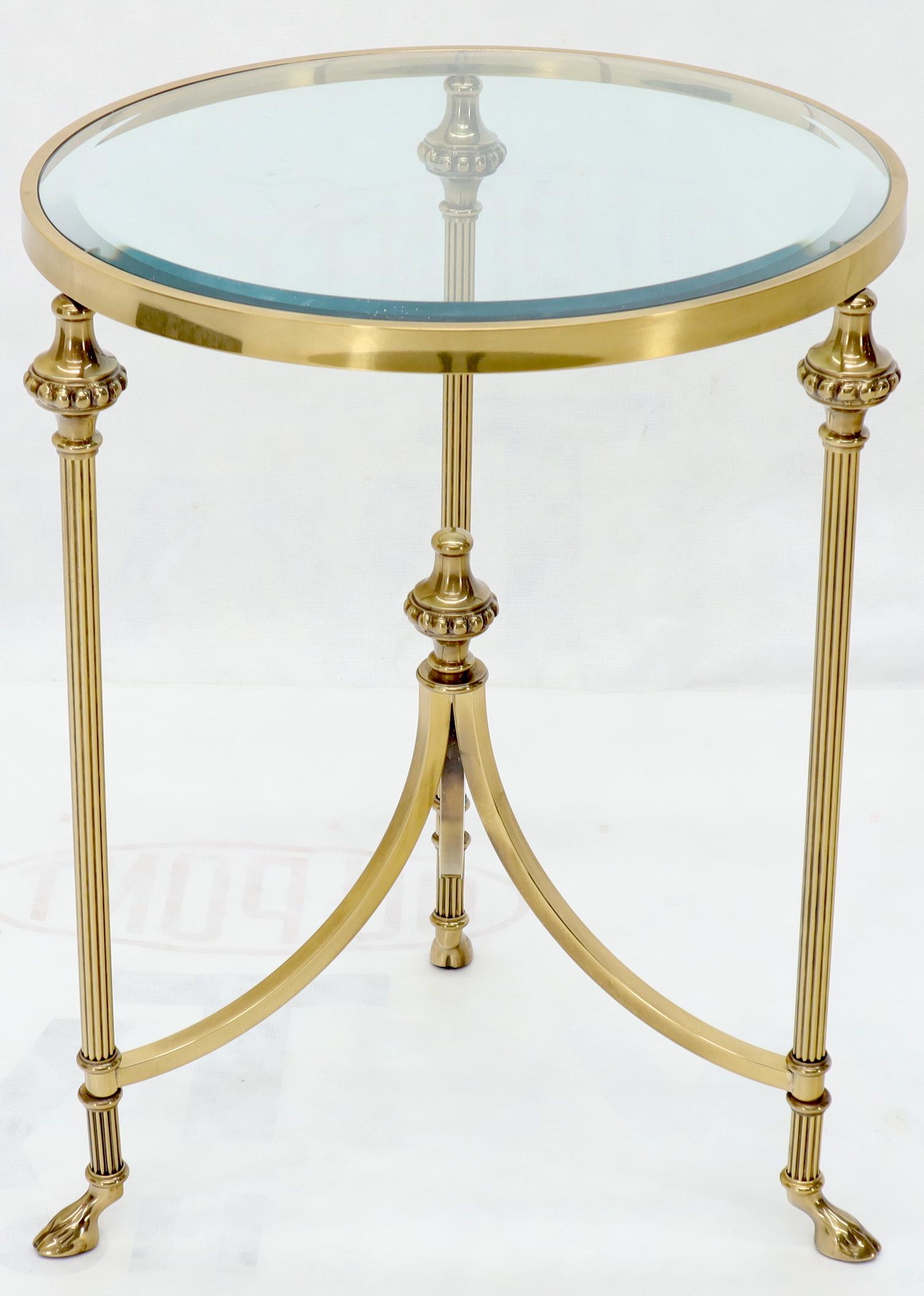 Brass & Glass hoof Feet Gueridon Side Lamp Table Pedestal In Excellent Condition In Rockaway, NJ