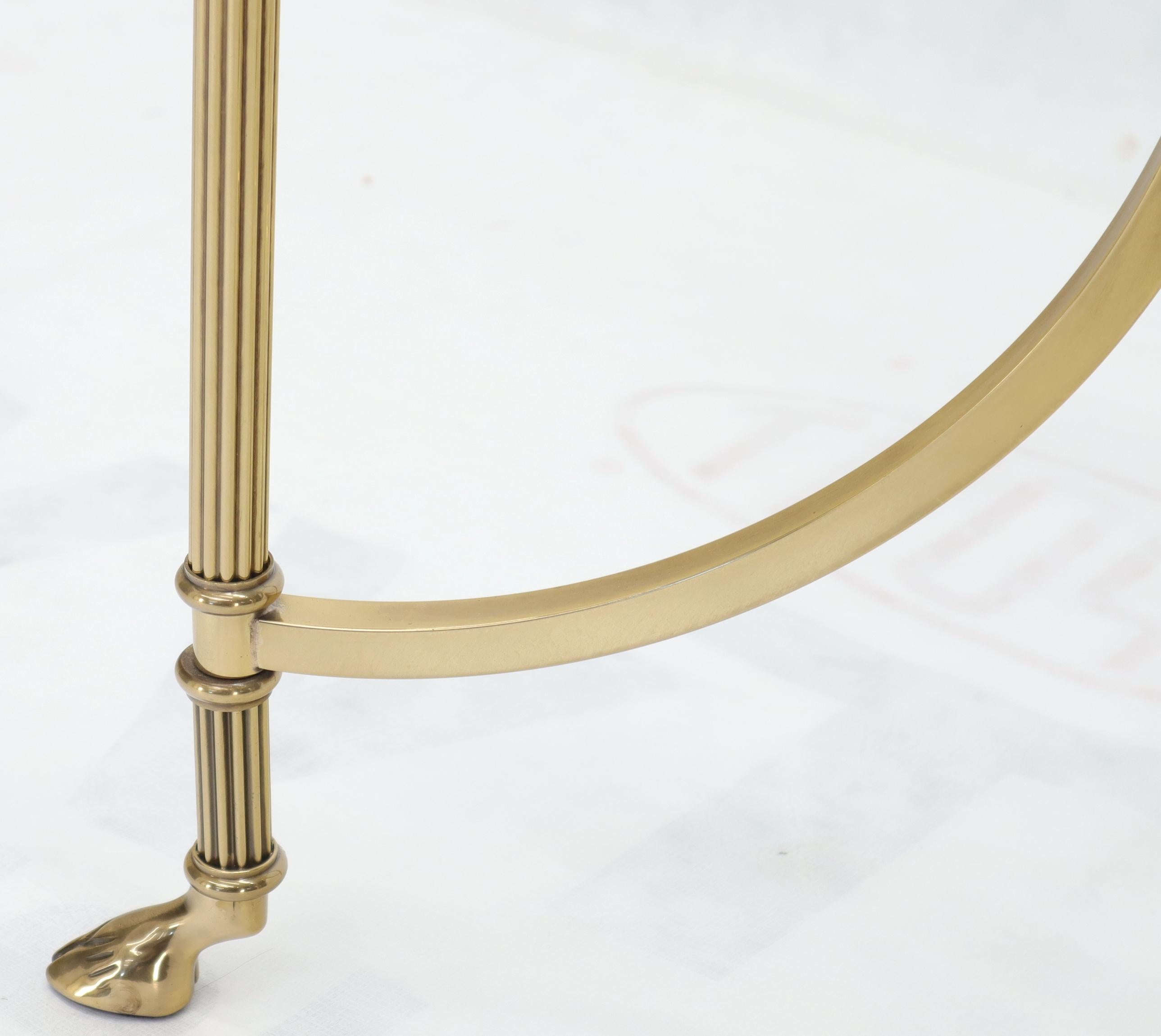 20th Century Brass & Glass hoof Feet Gueridon Side Lamp Table Pedestal