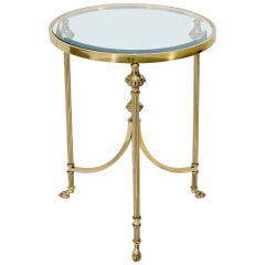 Brass & Glass hoof Feet Gueridon Side Lamp Table Pedestal