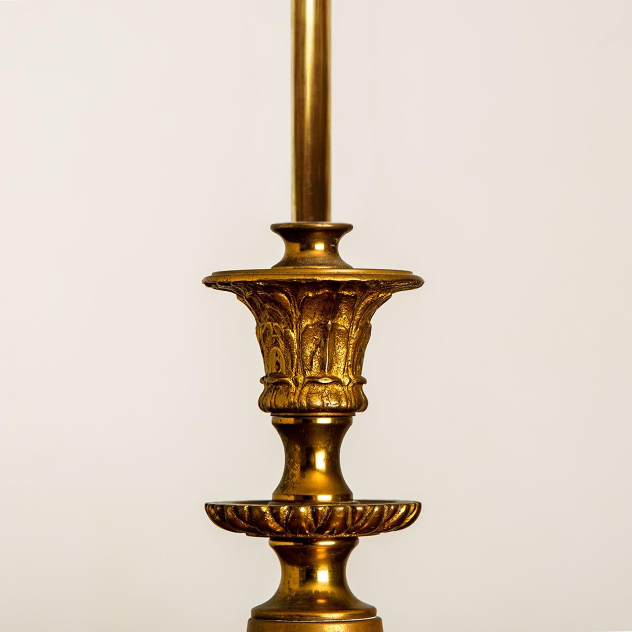 Mid-Century Modern Brass & Glass Light Fixture, Chandelier by Kaiser Leuchten, 1960s For Sale