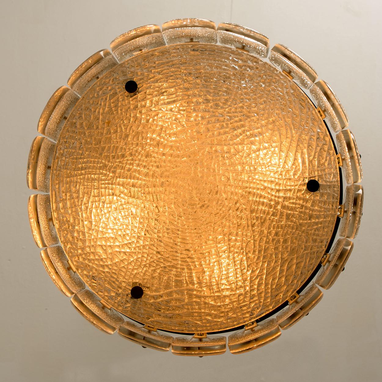 Lampadario in ottone e vetro di Kaiser Leuchten, anni '60 in vendita 2