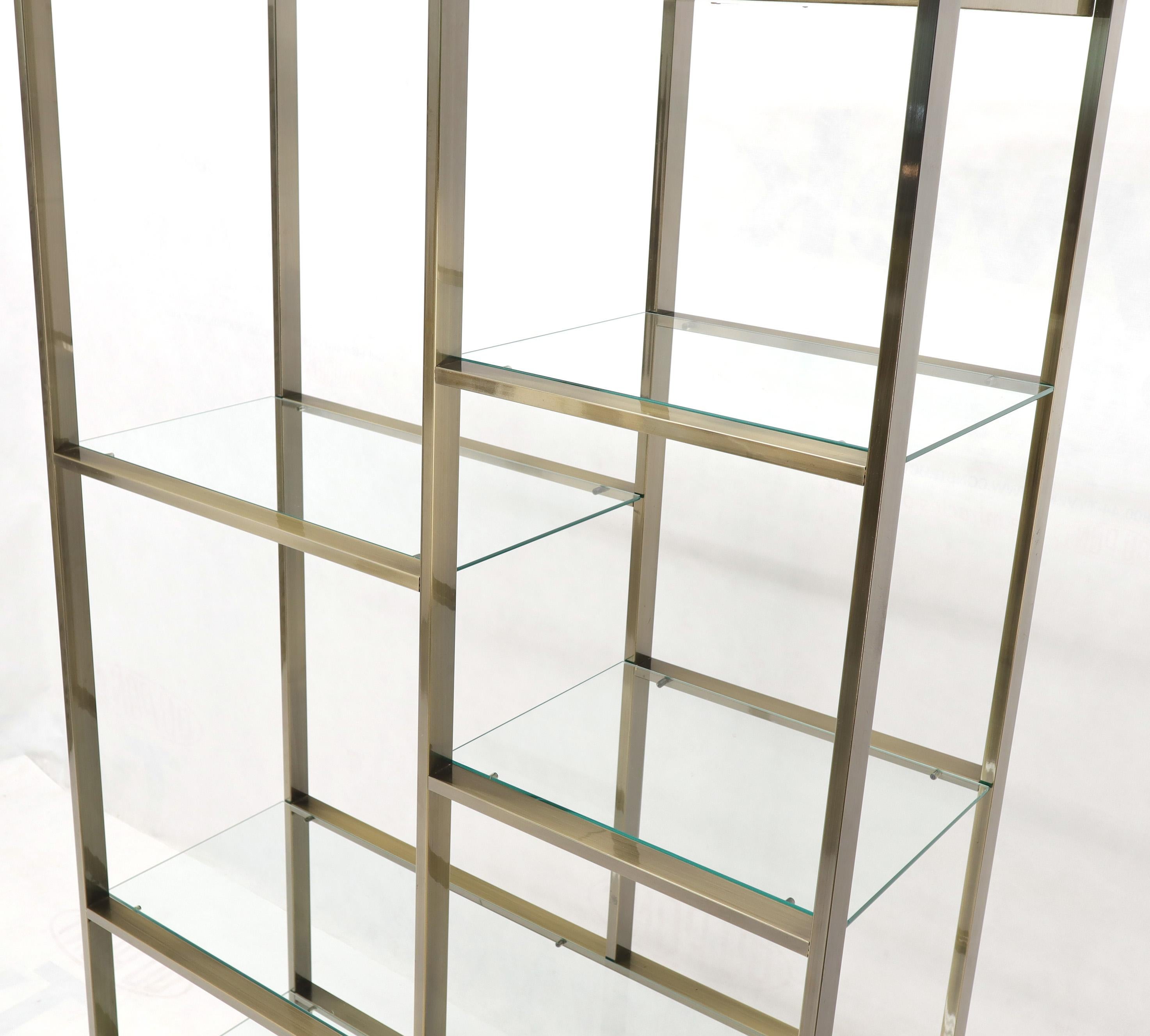 Lacquered Brass and Glass Lighted Étagère Vitrine For Sale