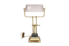 Brass, Glass & Marble Banker’s Lamp