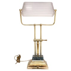 Brass, Glass & Marble Banker’s Lamp