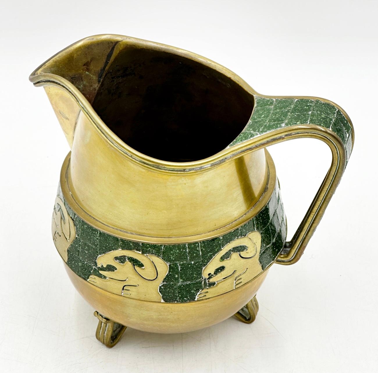 Mid-Century Modern Brass & Glass Mosaic Water Pitcher by Salvador Teran, Mexico 1960's For Sale