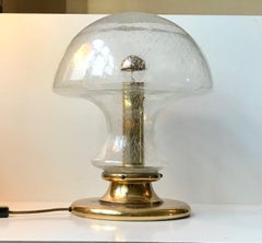 Brass & Glass Mushroom Table Lamp by Jonas Hidle for Høvik Verk, Norway, 1960s