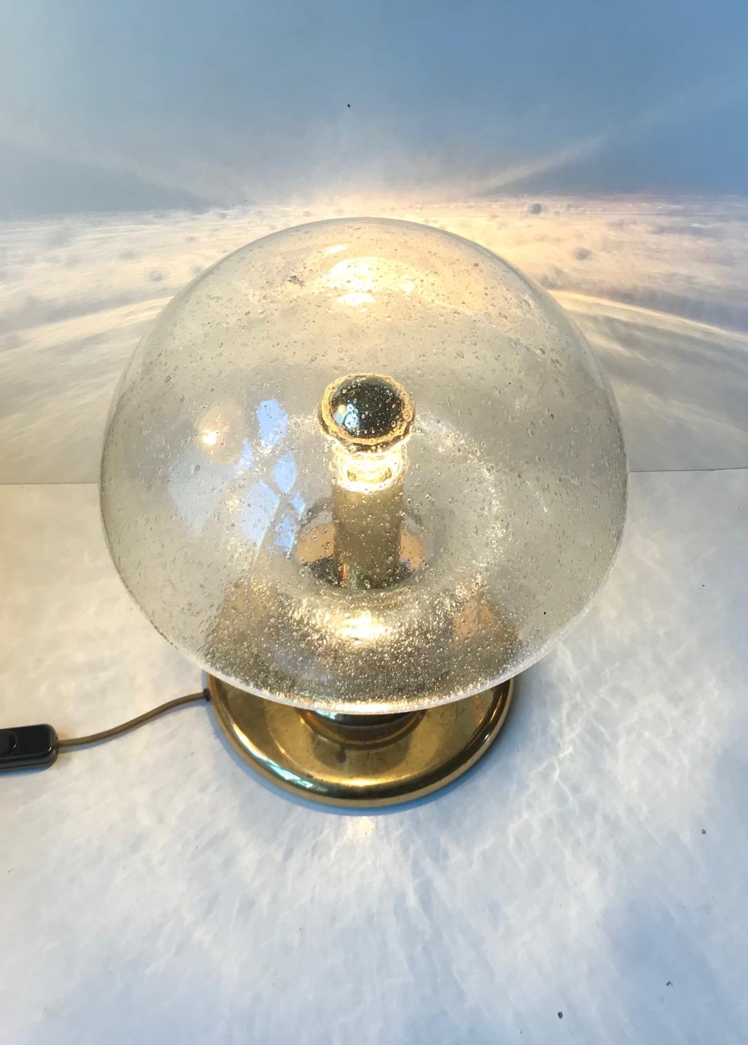Mid-Century Modern Brass & Glass Mushroom Table Lamp by Jonas Hidle for Høvik Verk, Norway, 1960s