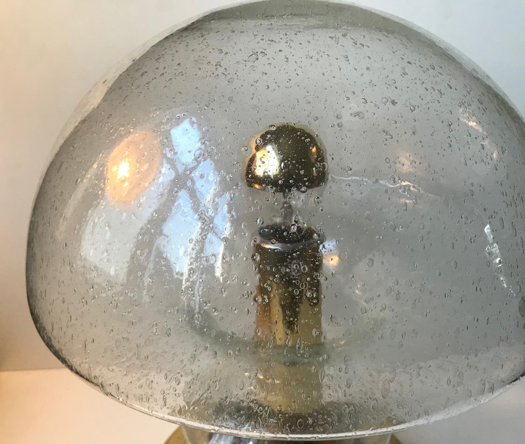 Norwegian Brass & Glass Mushroom Table Lamp by Jonas Hidle for Høvik Verk, Norway, 1960s