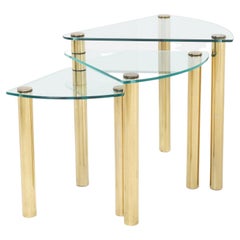 Brass 
Glass Nesting Table by Pace, 1970s