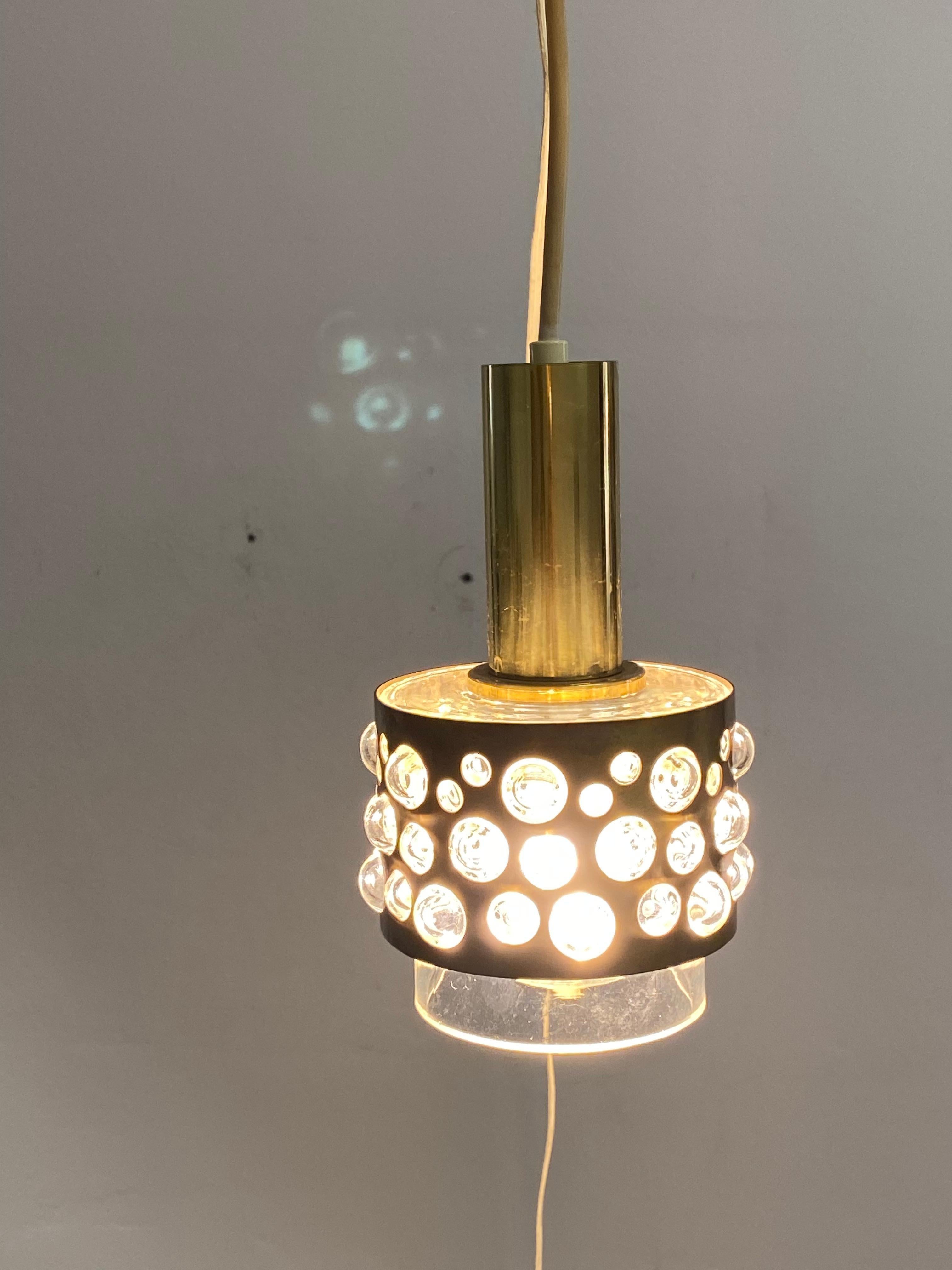 Brass Glass Pendant Lamp by Rupert Nikoll For Sale 4