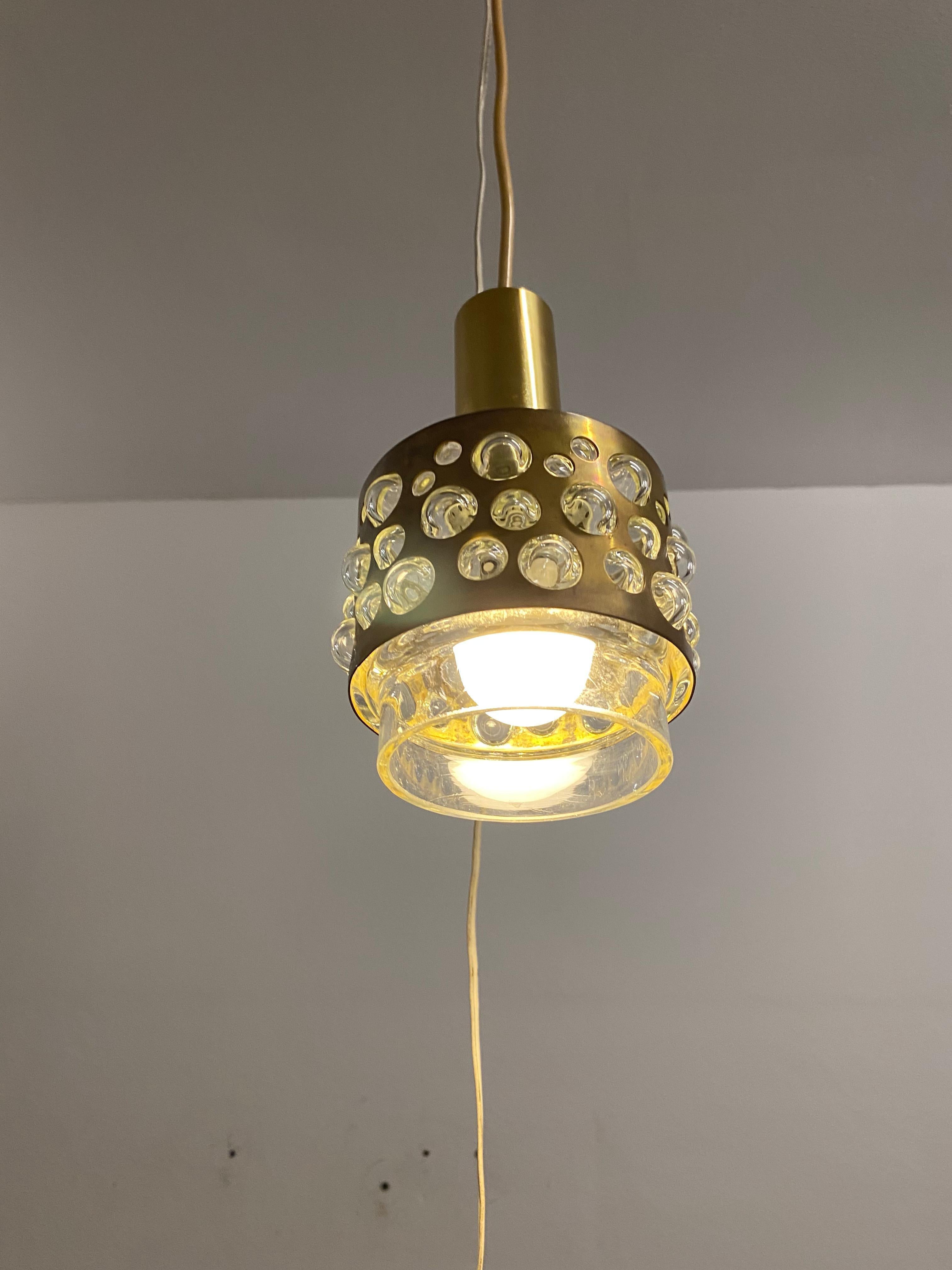 Brass Glass Pendant Lamp by Rupert Nikoll For Sale 5