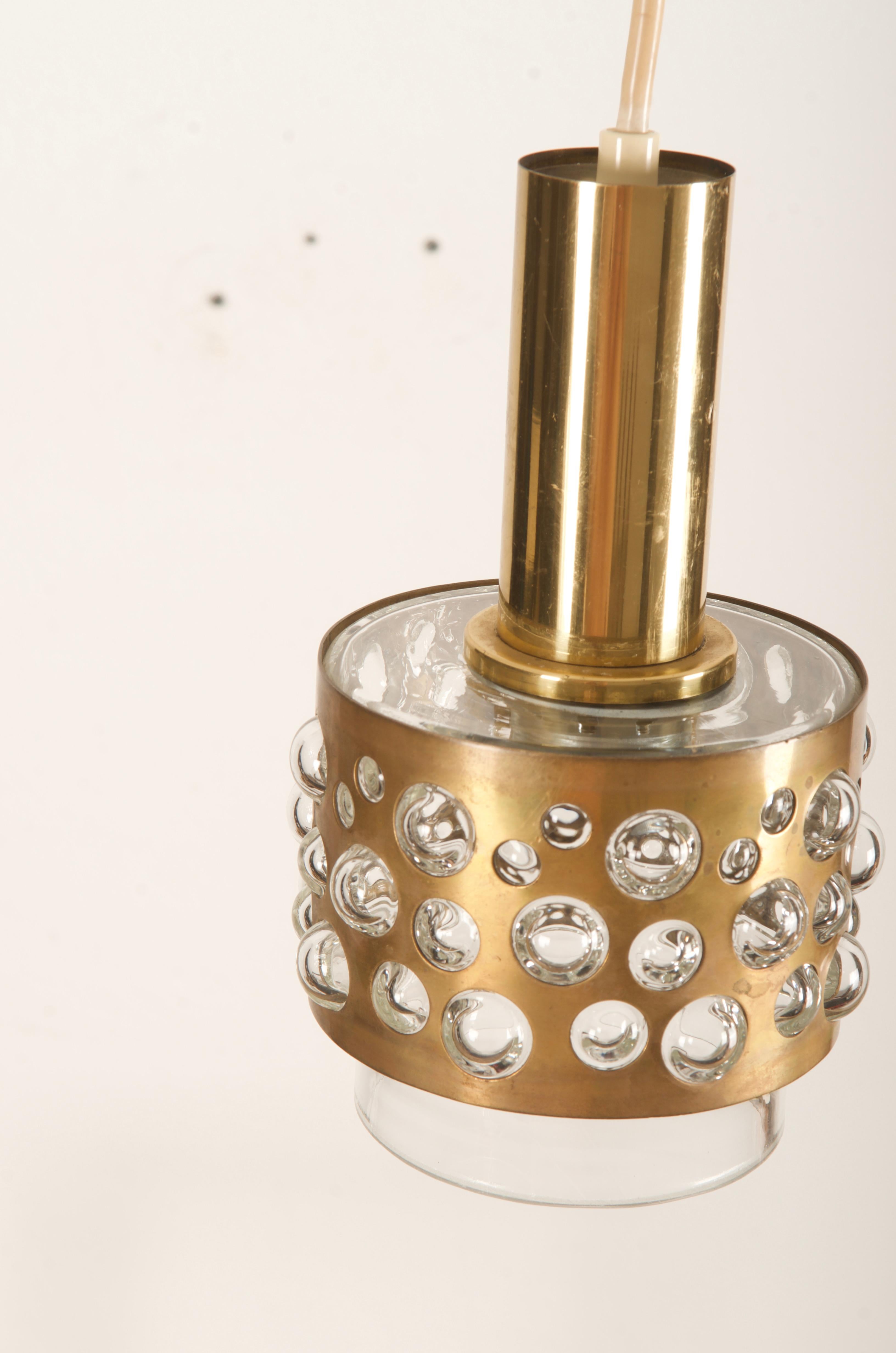 Mid-Century Modern Brass Glass Pendant Lamp by Rupert Nikoll For Sale