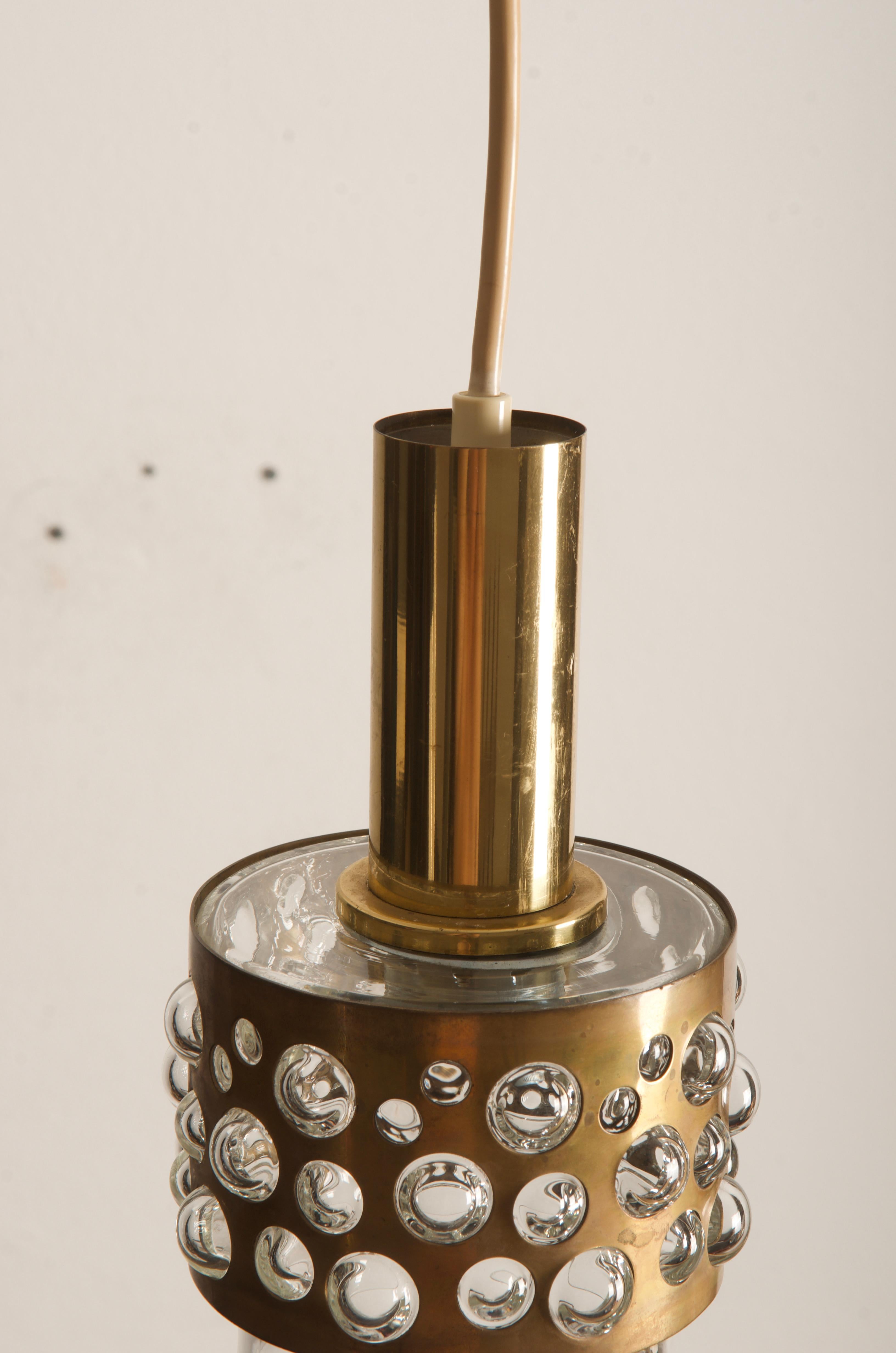 Austrian Brass Glass Pendant Lamp by Rupert Nikoll For Sale