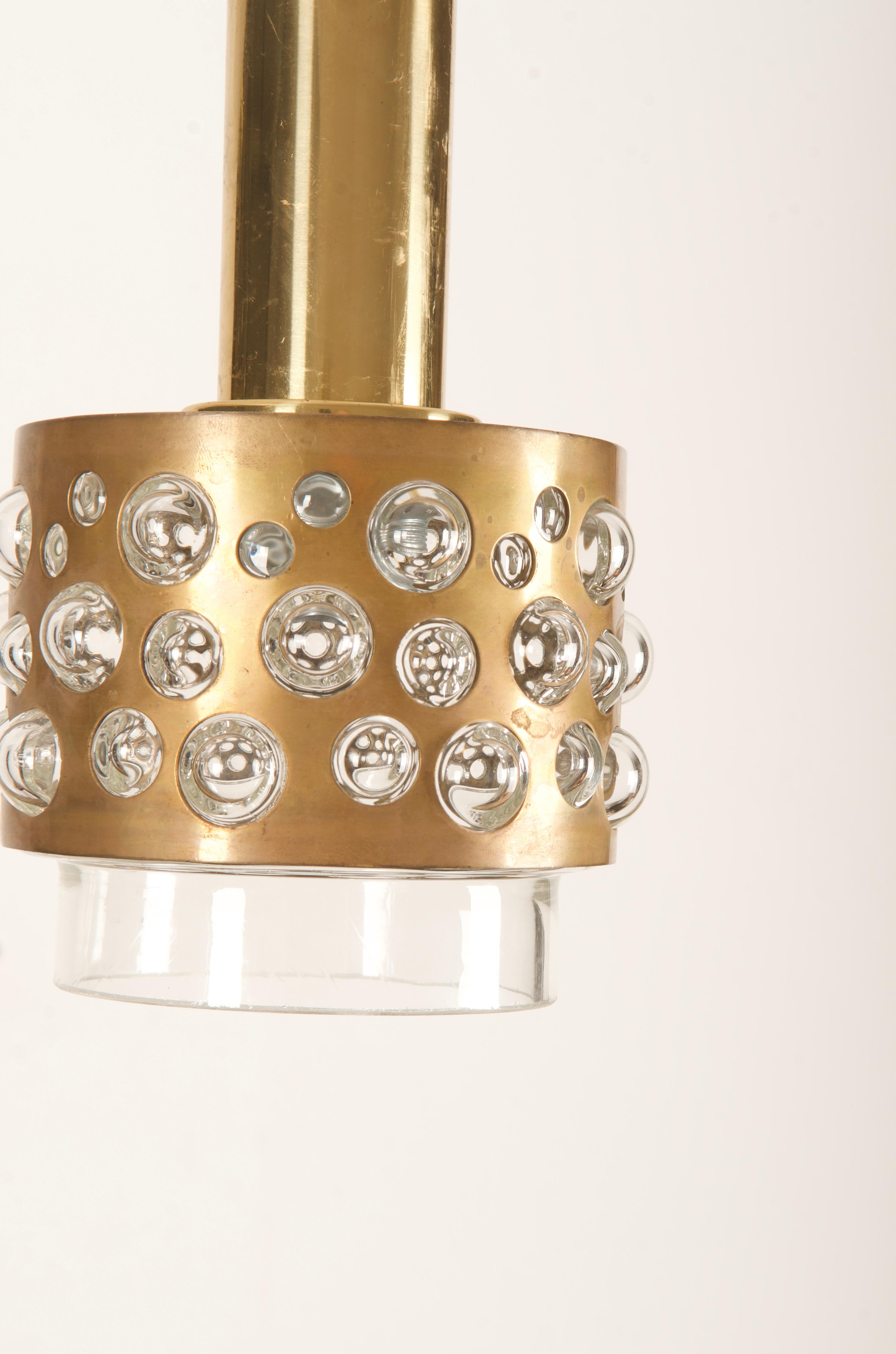 Mid-20th Century Brass Glass Pendant Lamp by Rupert Nikoll For Sale
