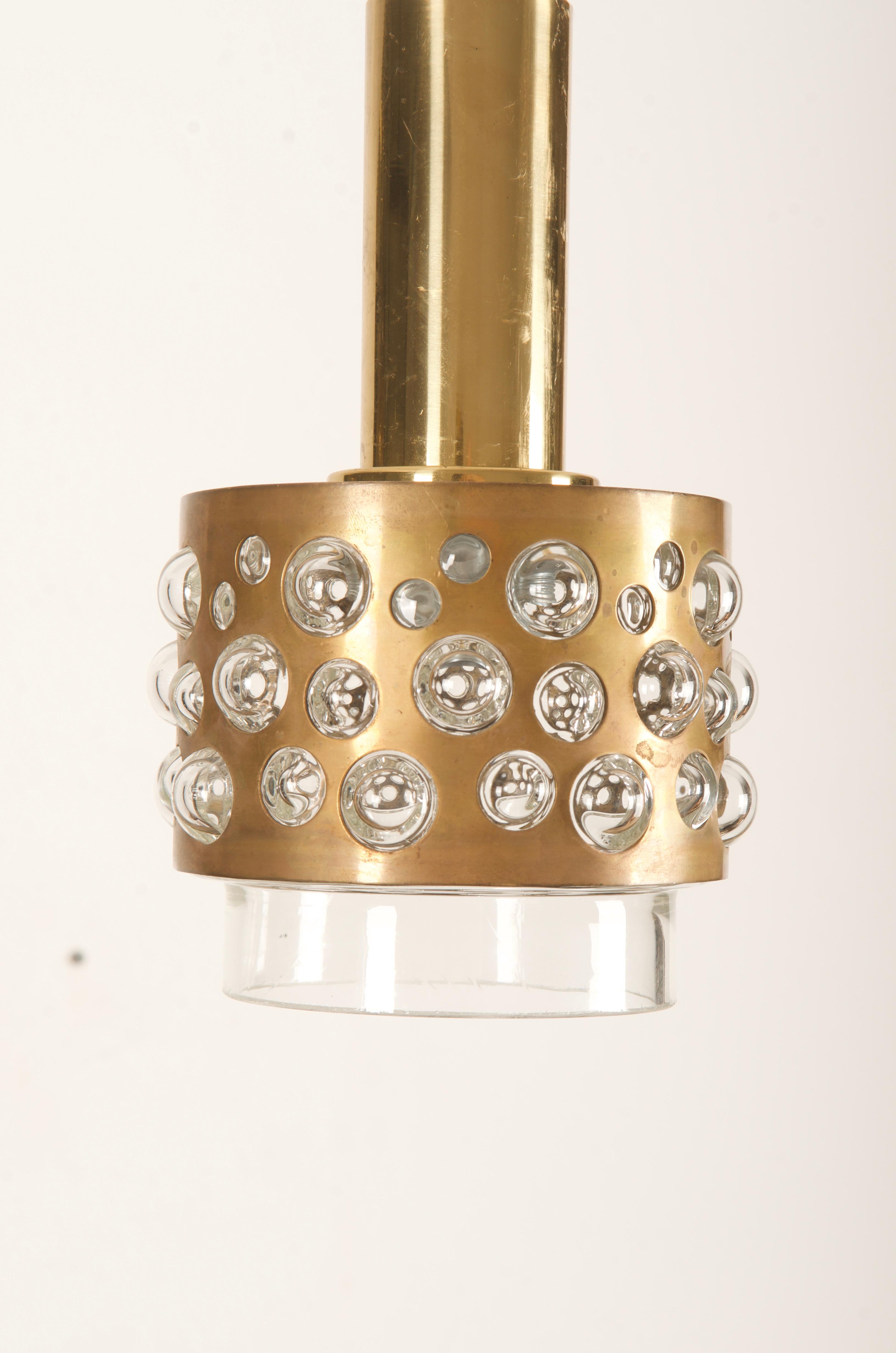 Art Glass Brass Glass Pendant Lamp by Rupert Nikoll For Sale