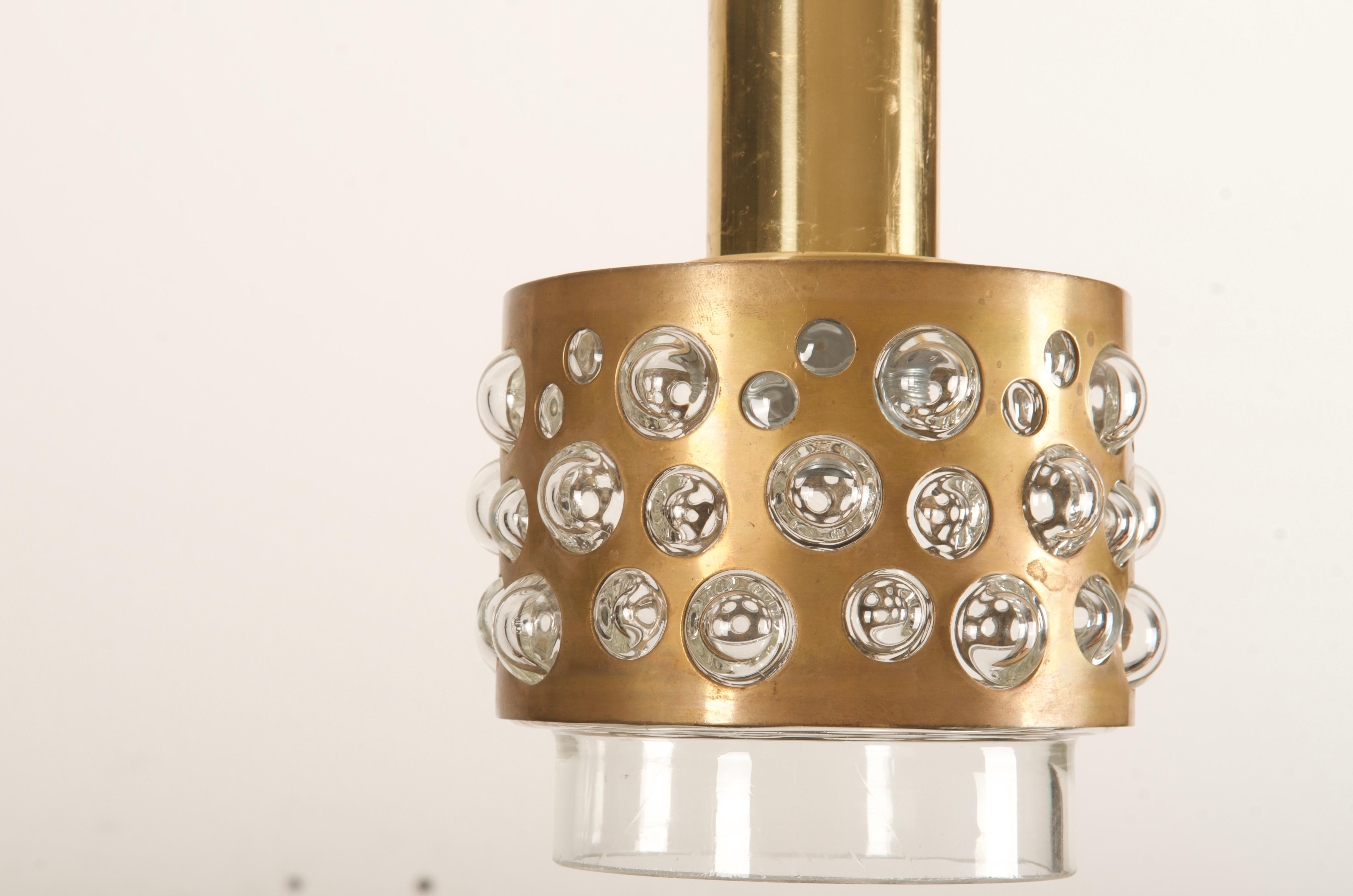Brass Glass Pendant Lamp by Rupert Nikoll For Sale 1