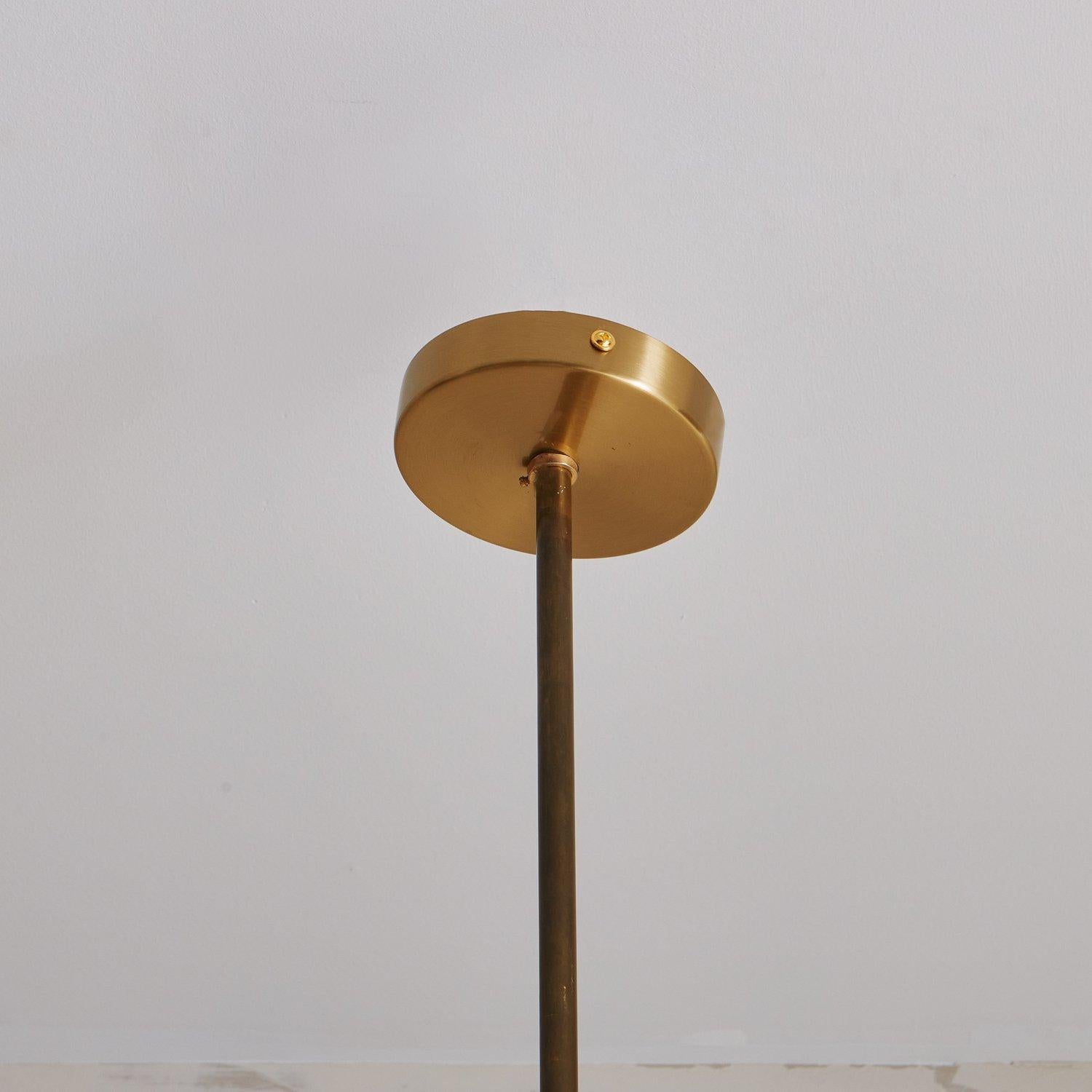Brass + Glass Pendant Light in the Style of Fontana Arte, 20th Century For Sale 1