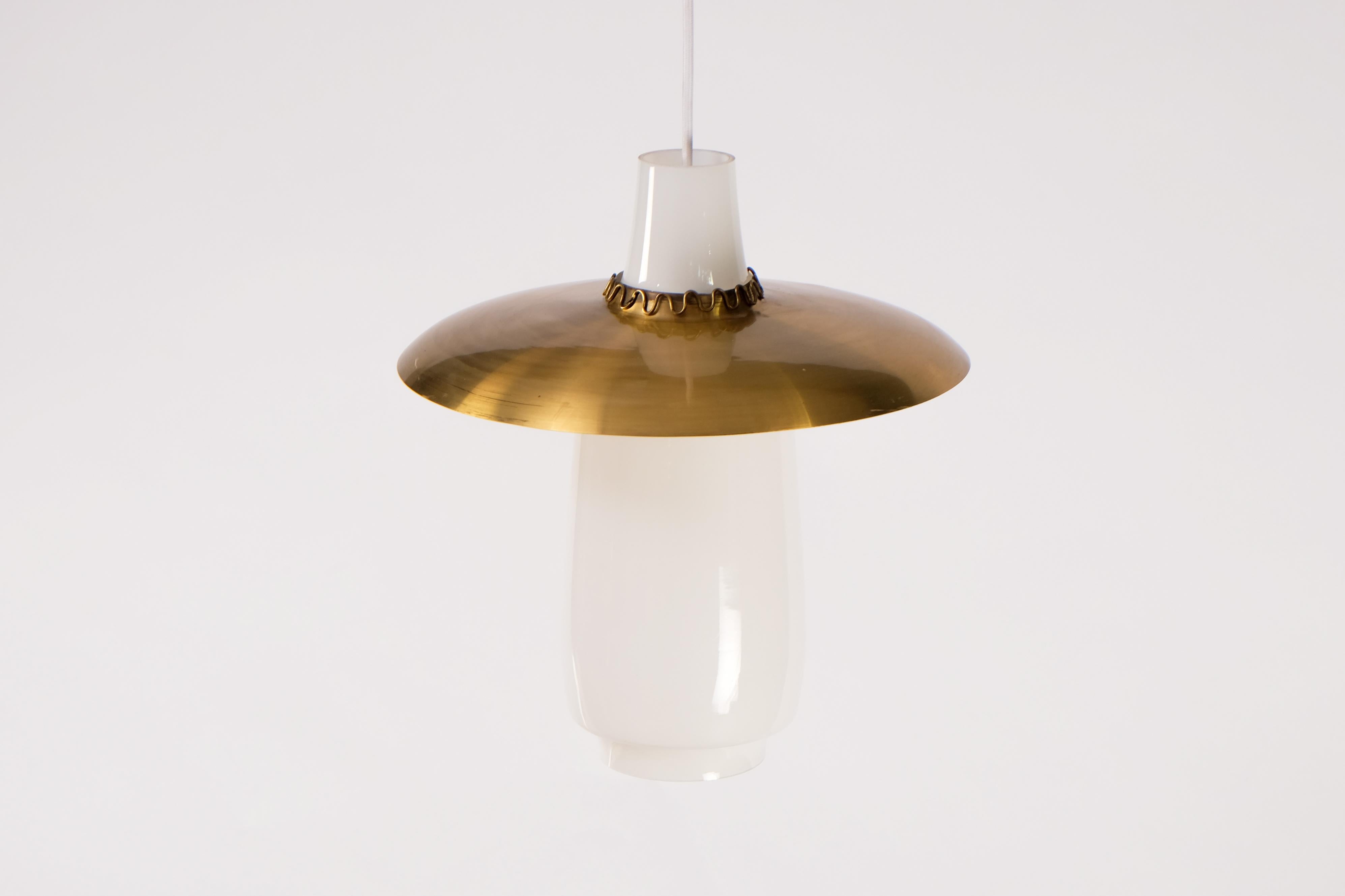 Blown glass and brass shade or reflector. 
New wiring.