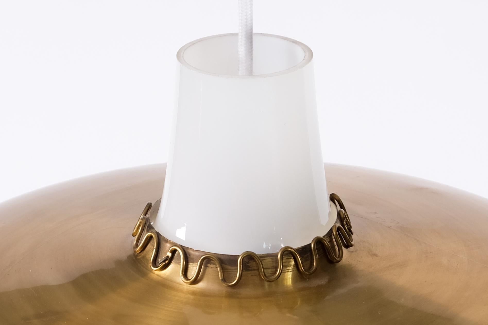 Scandinavian Modern Brass and Glass Pendant, Sweden, 1960s