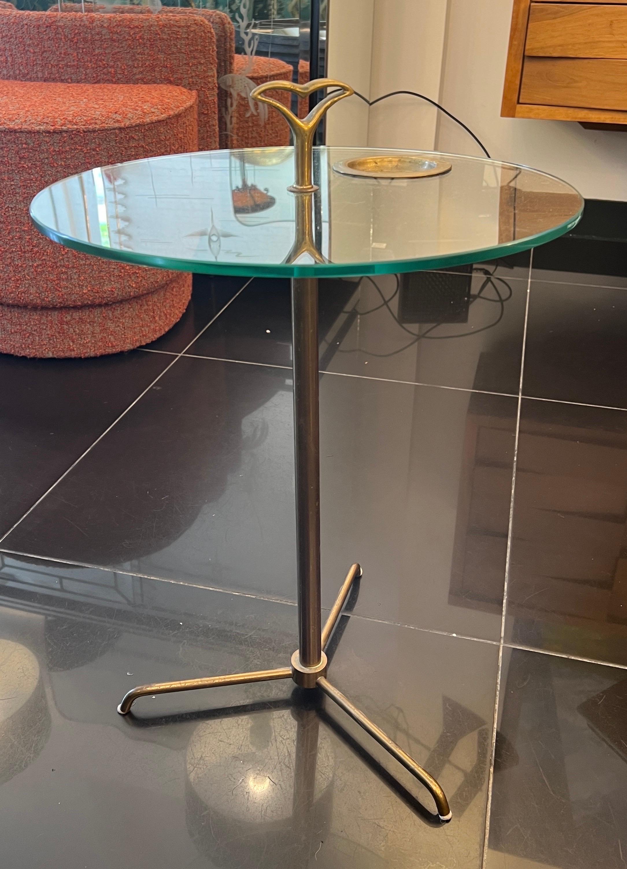 Hand-Crafted Brass & glass portacenere side table by Cesare Lacca  For Sale