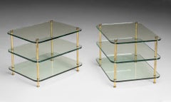 Brass & Glass Side Tables, France 1970