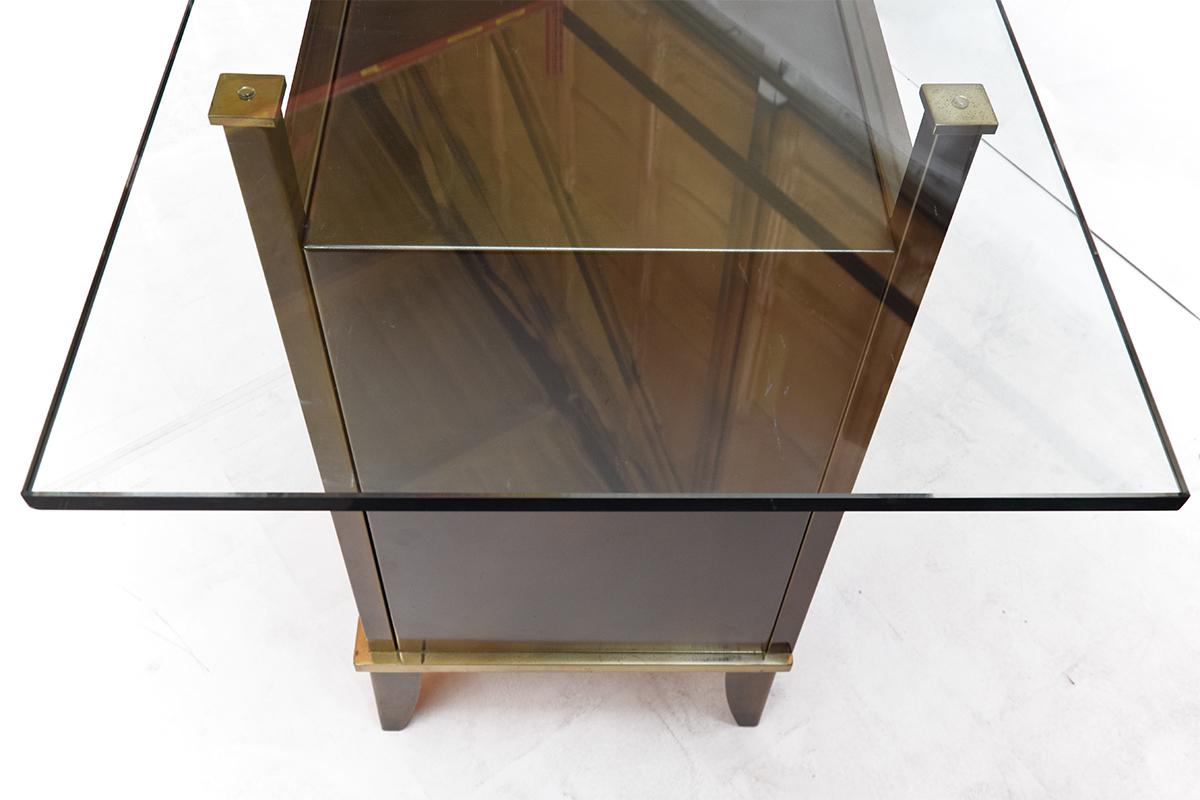 Brass, Glass Sideboard by Belgo Chrome DeWulf Selection, 1980s For Sale 1