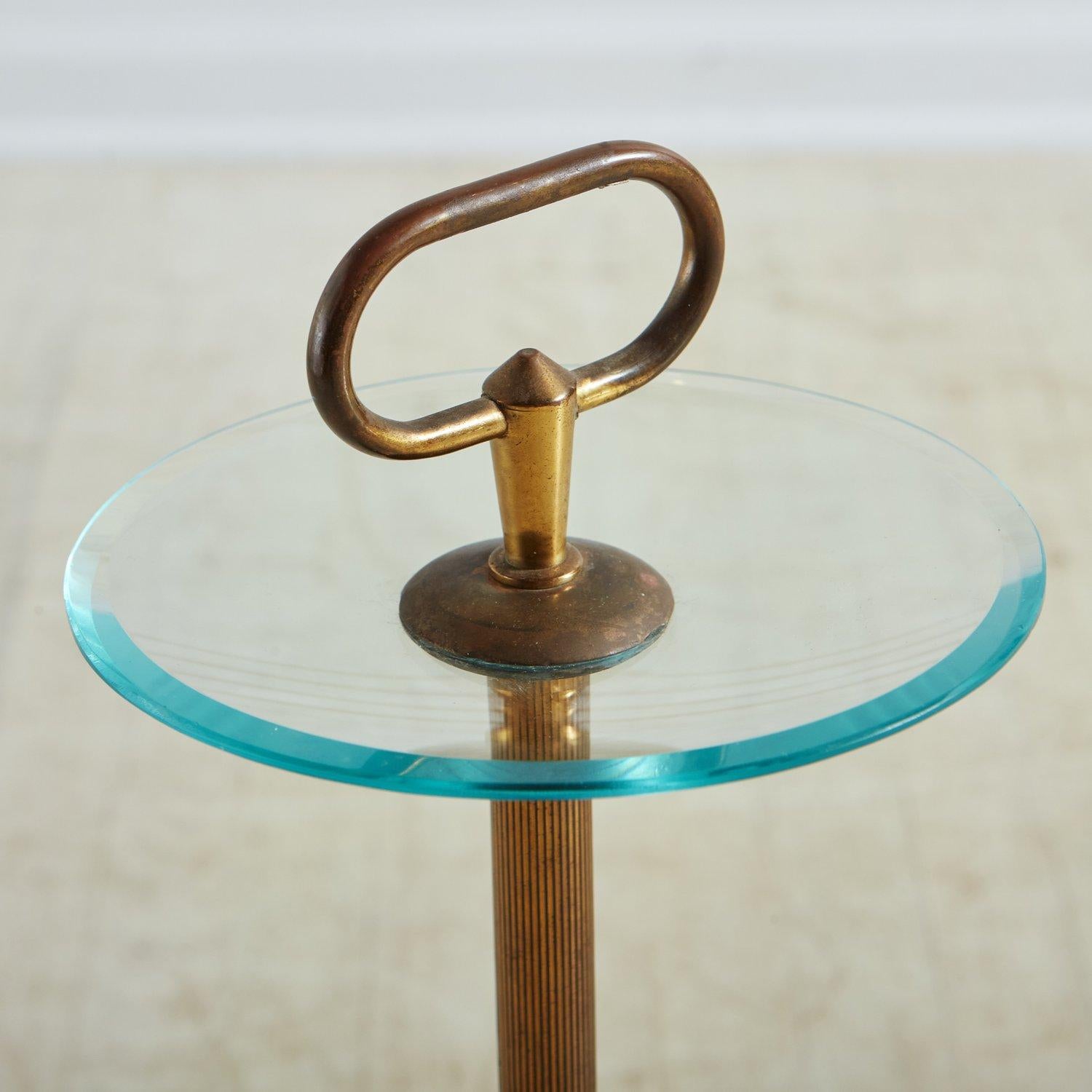 Brass + Glass Standing Catchall, Italy 1970s In Good Condition In Chicago, IL