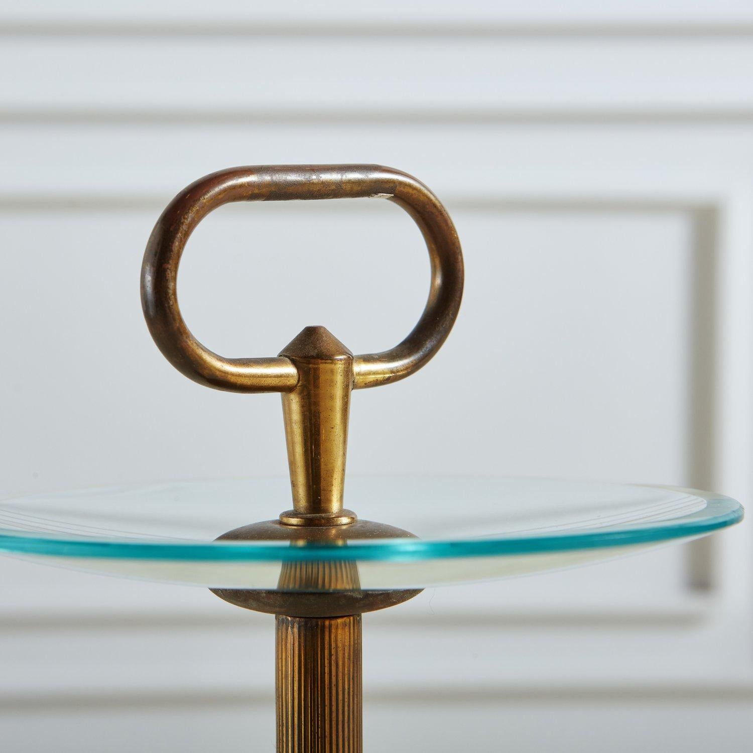 Brass + Glass Standing Catchall, Italy 1970s 1